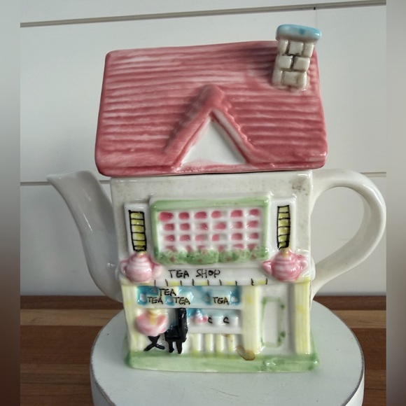 Other - Tea Shop Shaped Ceramic Teapot Cottage Decor
